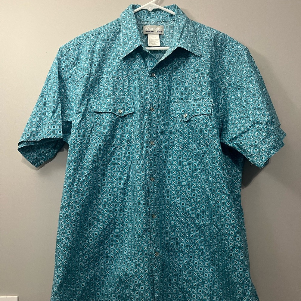 Men's Teal Geometric Pattern‎ Shirt